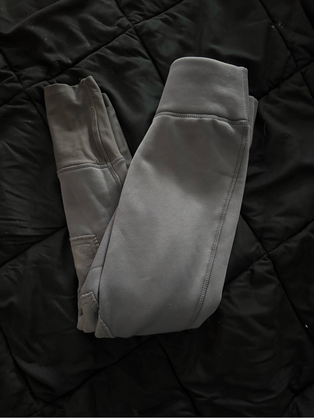 {RIDING SPORT} Knee Patch Gray Fleece-Lined Horseback Riding Breeches Leggings